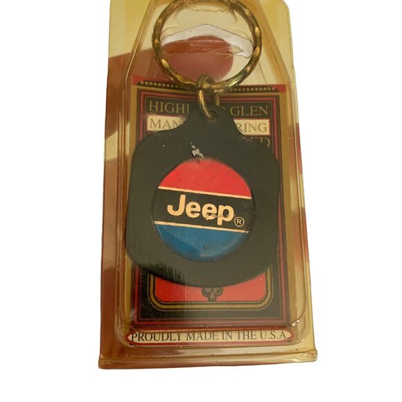 Vintage JEEP Key Ring Highland Glen Mfg. Inc. USA NOS Red Blue Black - Picture 2 of 4